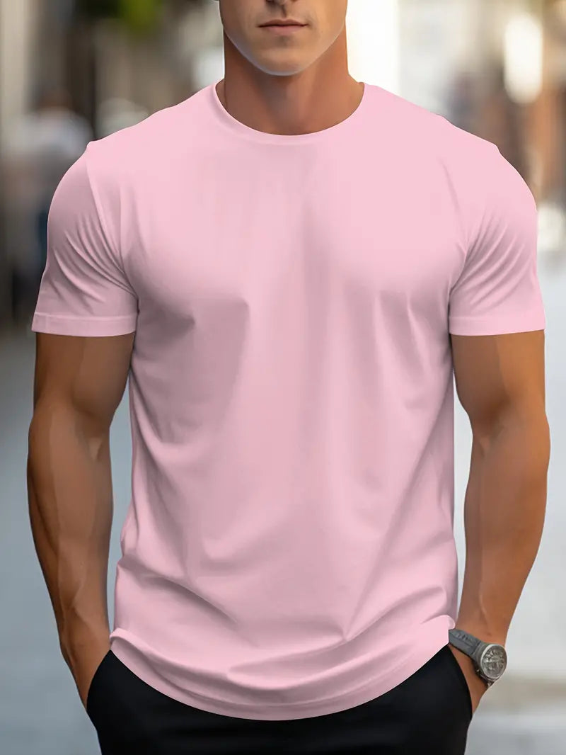 Men's Slim-fit T-shirt With A Round Neck And Short Sleeves – A Classic Basic T-shirt For Everyday Wear, Leisure, And Casual Style