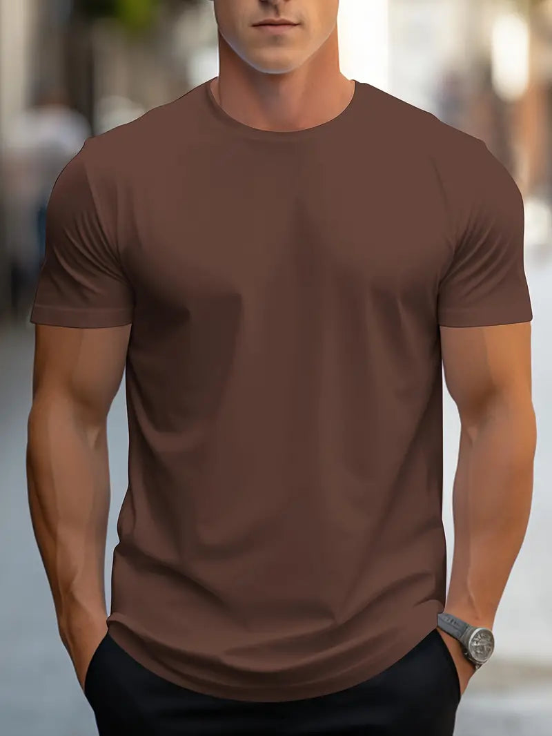 Men's Slim-fit T-shirt With A Round Neck And Short Sleeves – A Classic Basic T-shirt For Everyday Wear, Leisure, And Casual Style