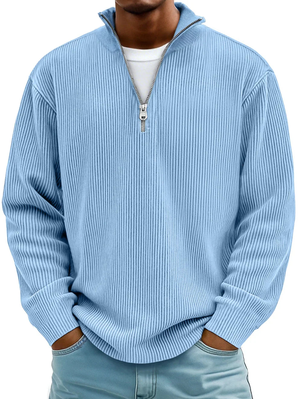 Men's Rib-knit Half-zip Sweatshirt In An Oversized Fit – A Relaxed Knit Sweater For Everyday Wear, Leisure, And Casual Style