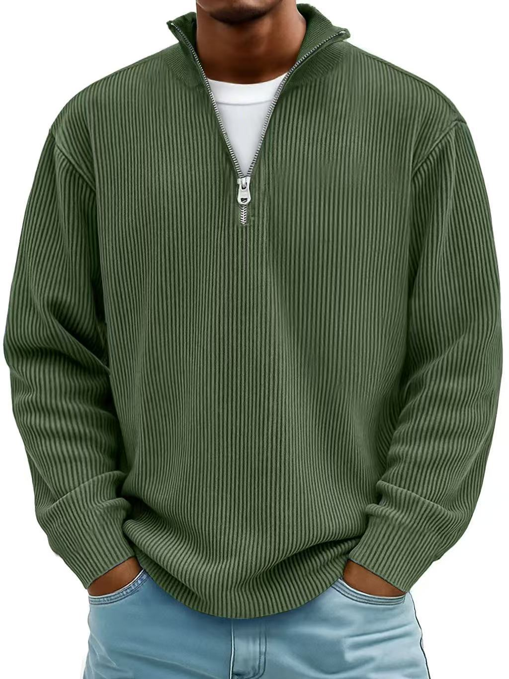 Men's Rib-knit Half-zip Sweatshirt In An Oversized Fit – A Relaxed Knit Sweater For Everyday Wear, Leisure, And Casual Style