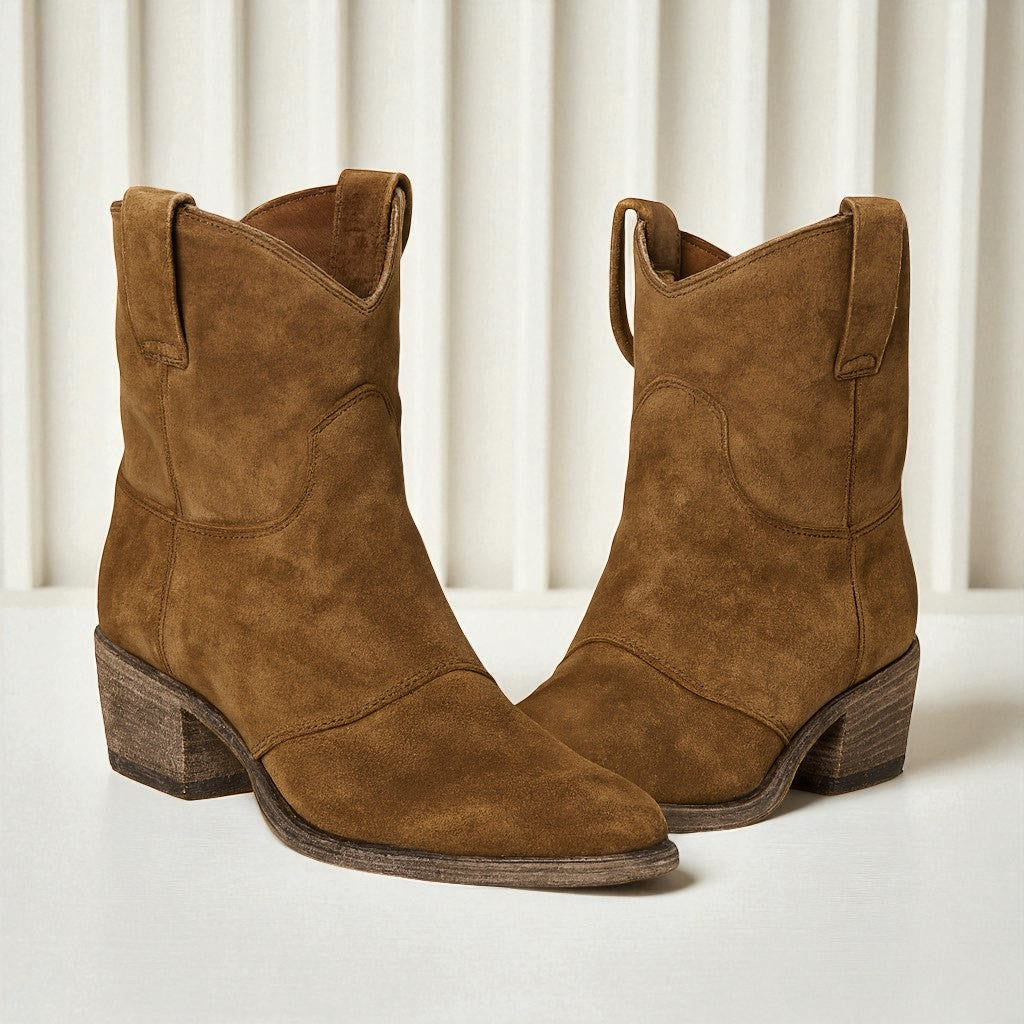 Katia - Women's Western Ankle Boots with Wide Heel