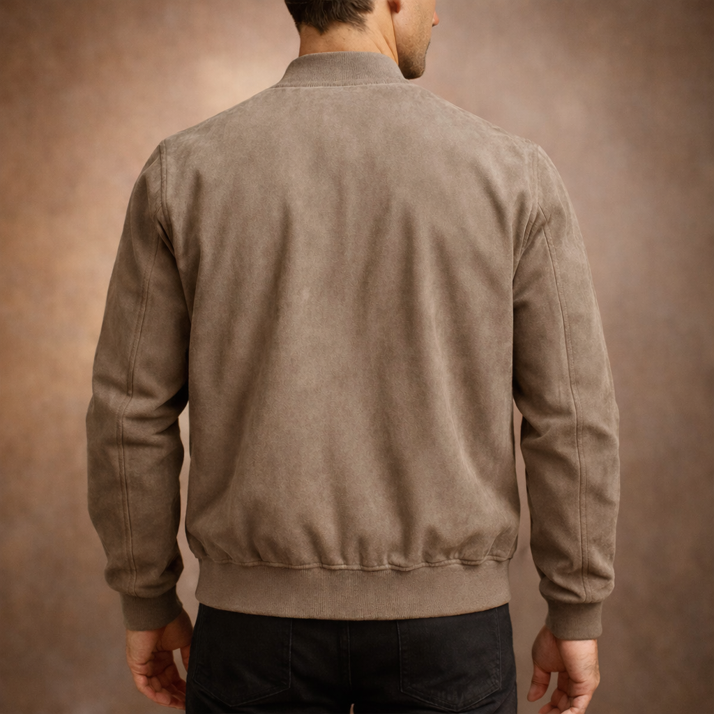 Men's Suede Bomber Jacket - Lightweight Smart Casual Outerwear For All-season Wear