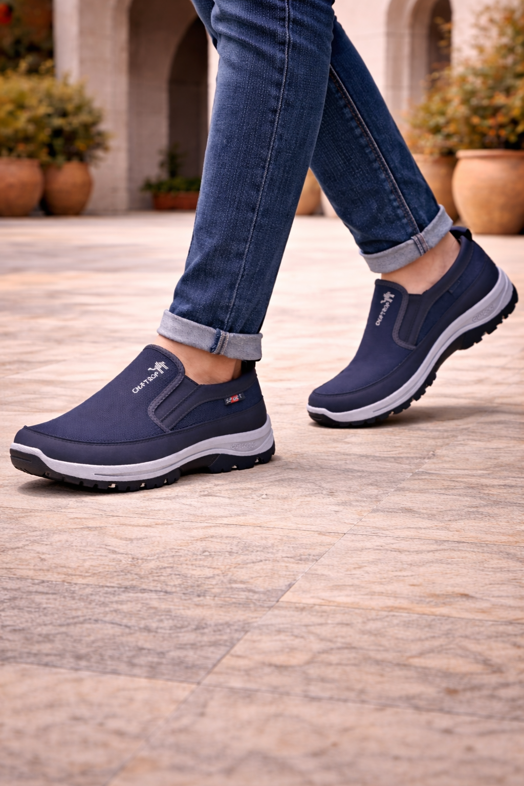 Men's Slip-on Orthopedic Walking Shoes - Cushioned Outdoor Comfort For Everyday Wear