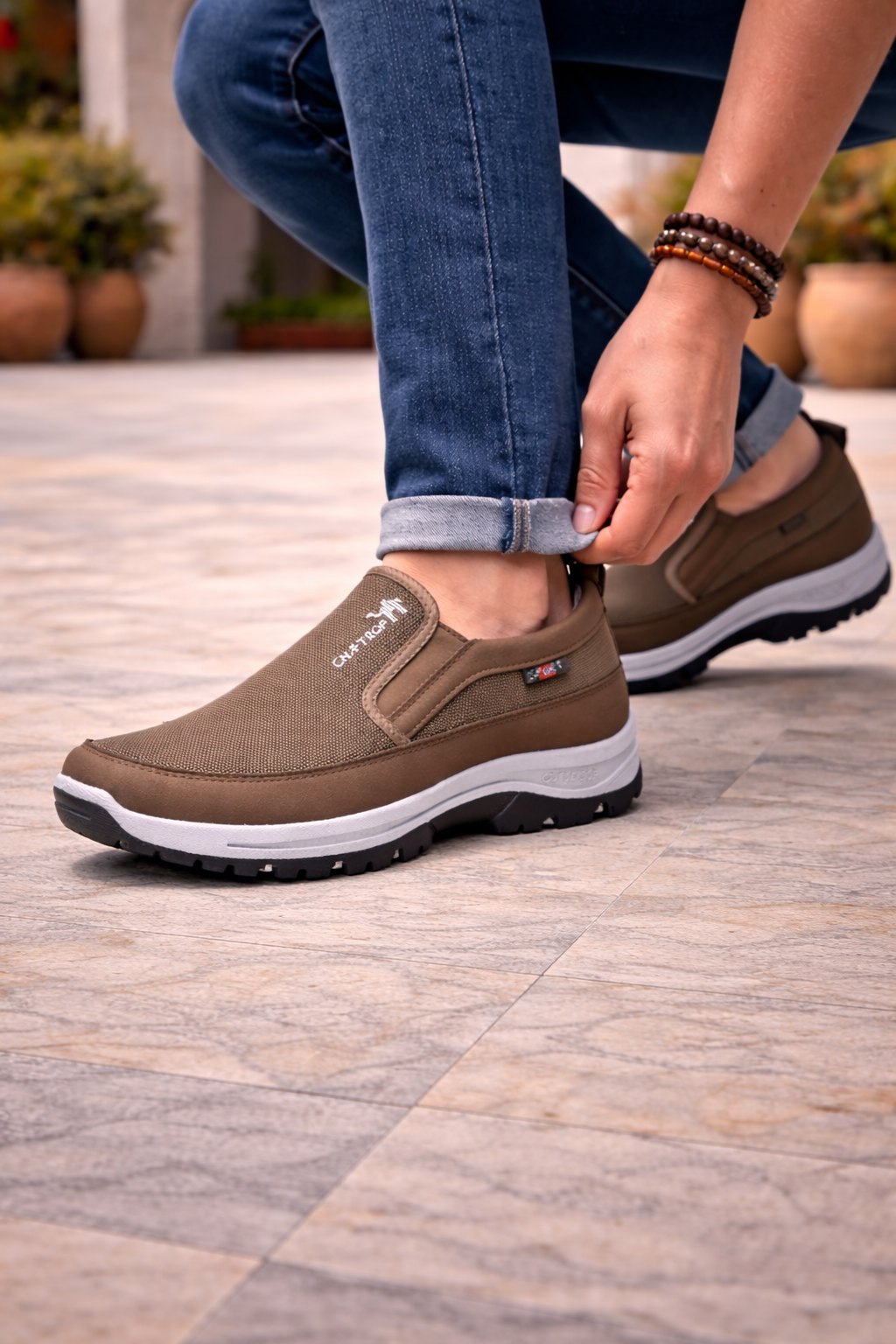 Men's Slip-on Orthopedic Walking Shoes - Cushioned Outdoor Comfort For Everyday Wear