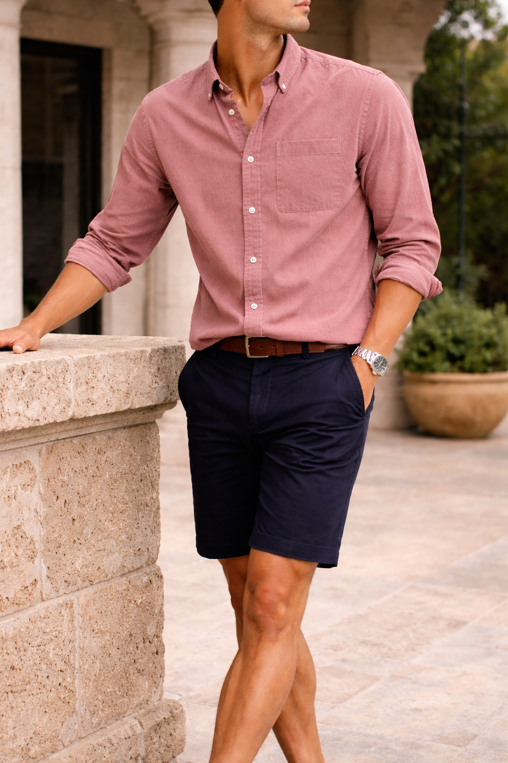 Men's Cotton Button-down Shirt - Smart Casual Everyday Wear For Versatile Styling