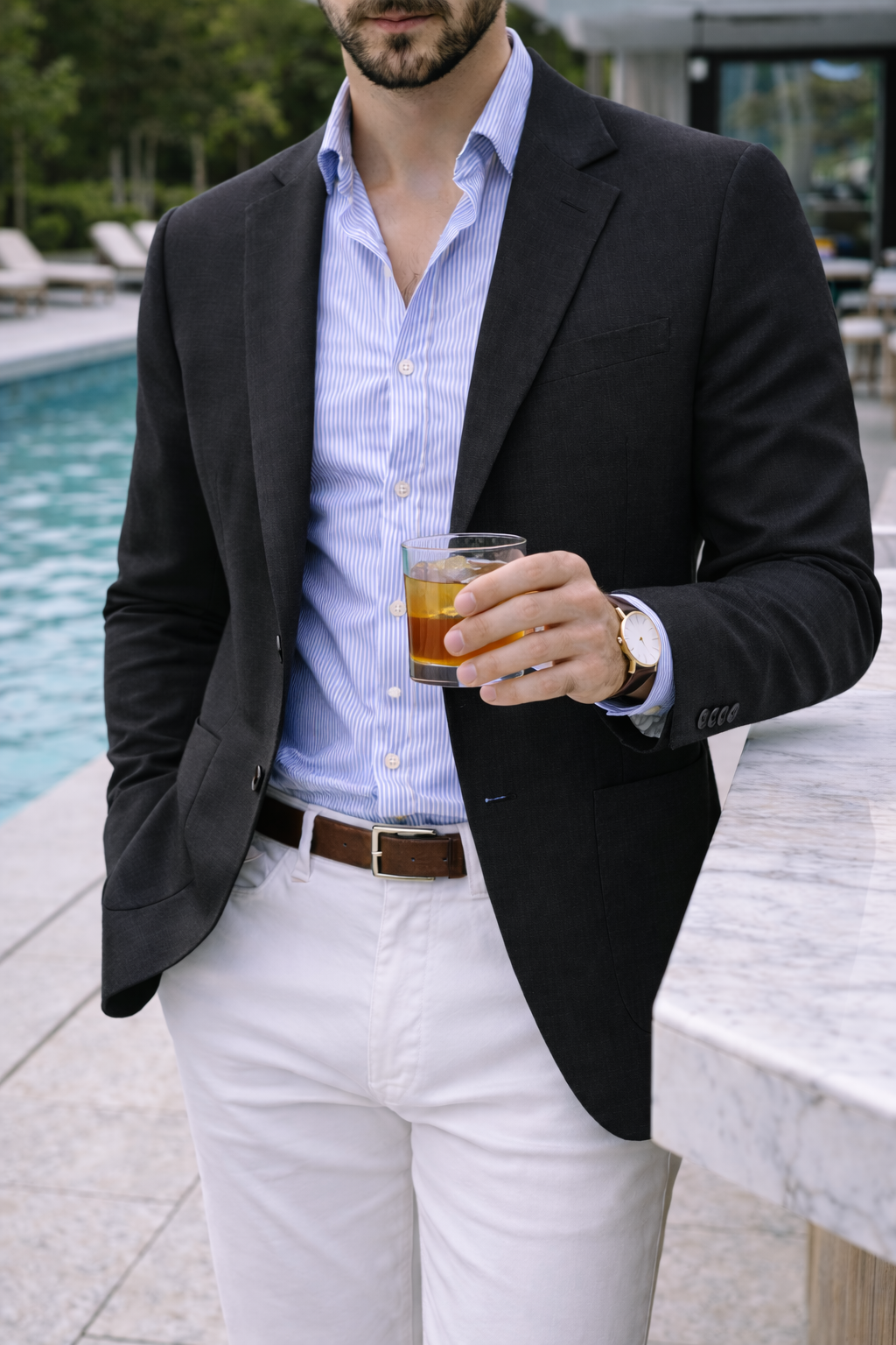 Men's Knit Blazer - Smart Casual Tailored Jacket For Versatile Everyday Wear