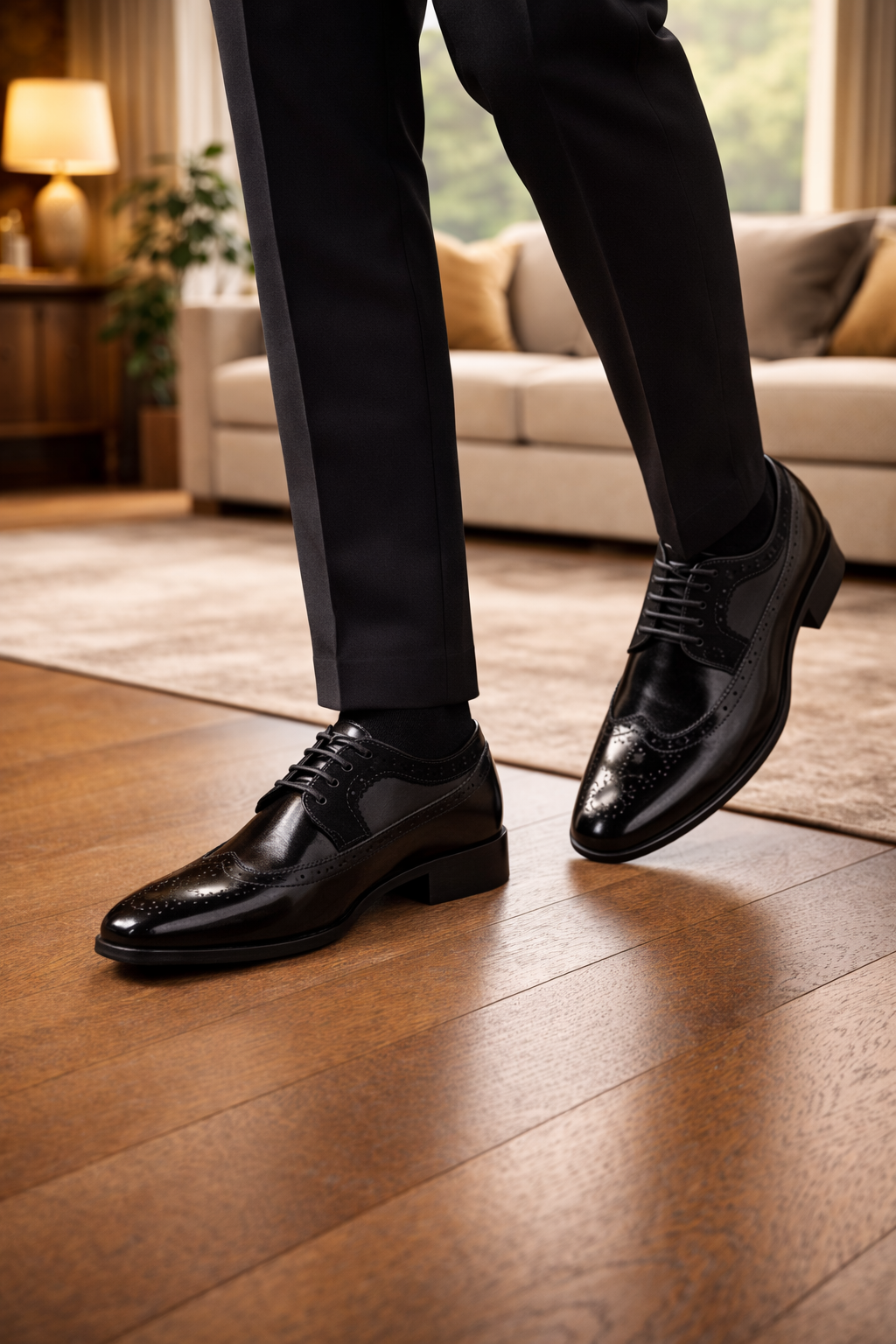 Men's Leather Brogue Oxford Dress Shoes - Classic Formal Footwear For Elegant Occasions