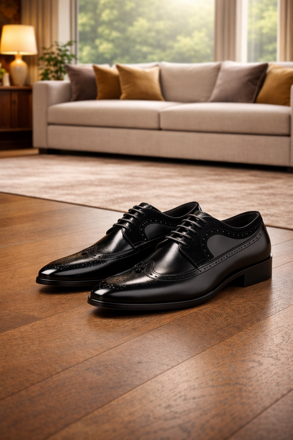 Men's Leather Brogue Oxford Dress Shoes - Classic Formal Footwear For Elegant Occasions