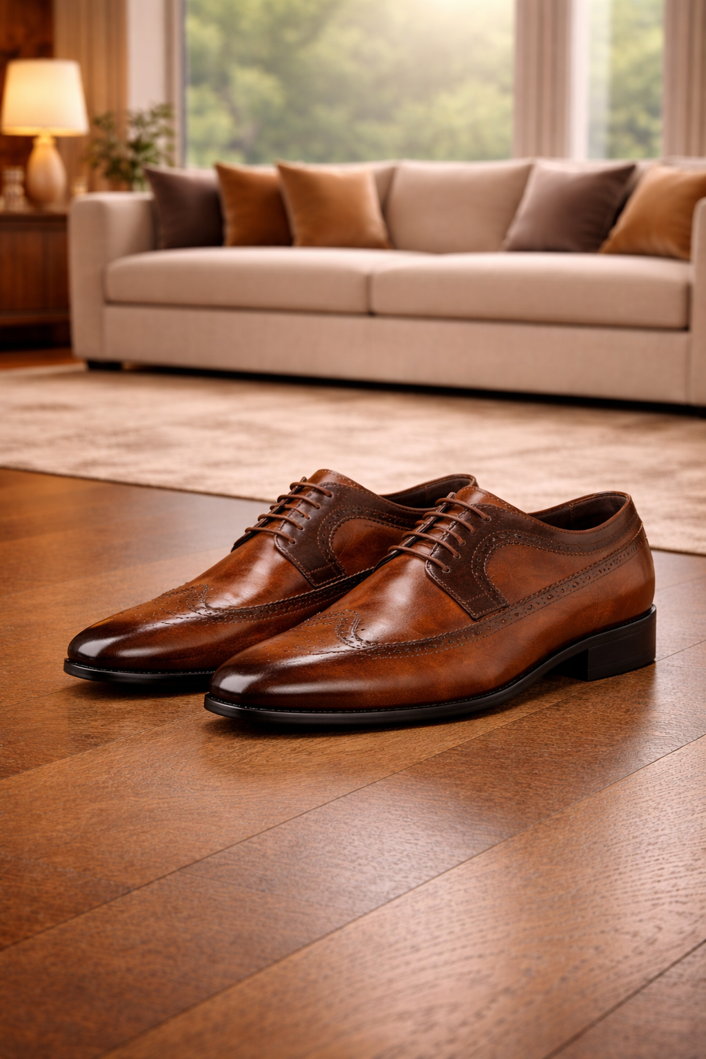 Men's Leather Brogue Oxford Dress Shoes - Classic Formal Footwear For Elegant Occasions