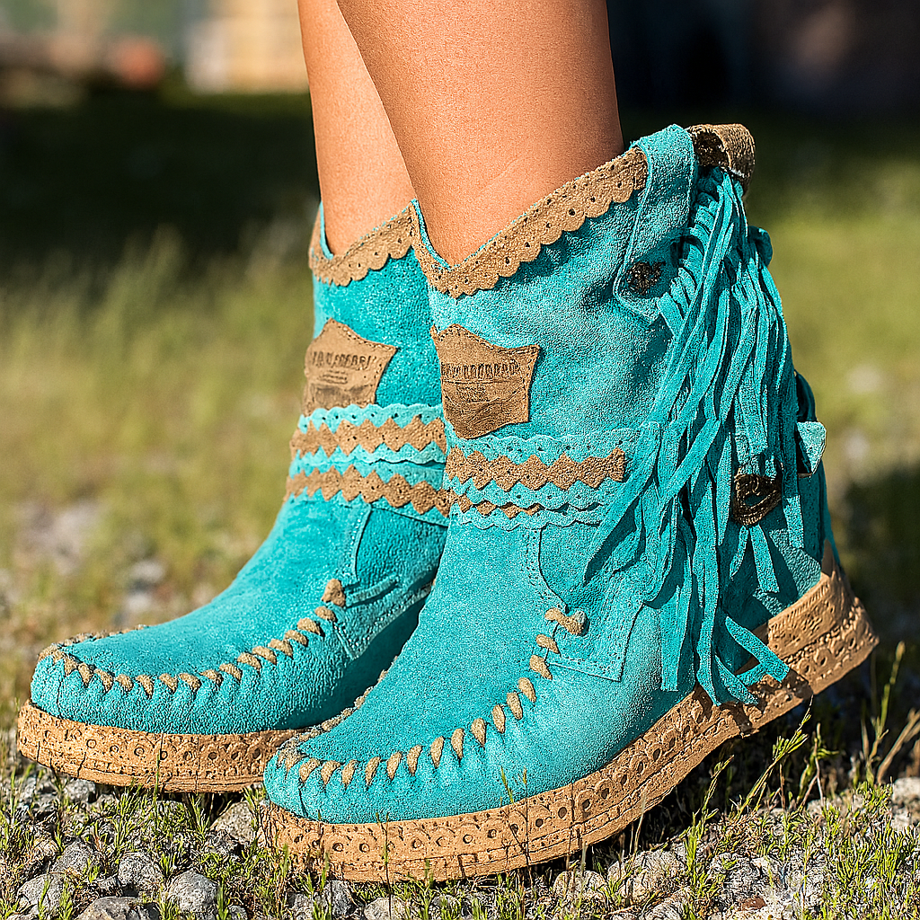 Isabella - Boho Western Boots with Fringes