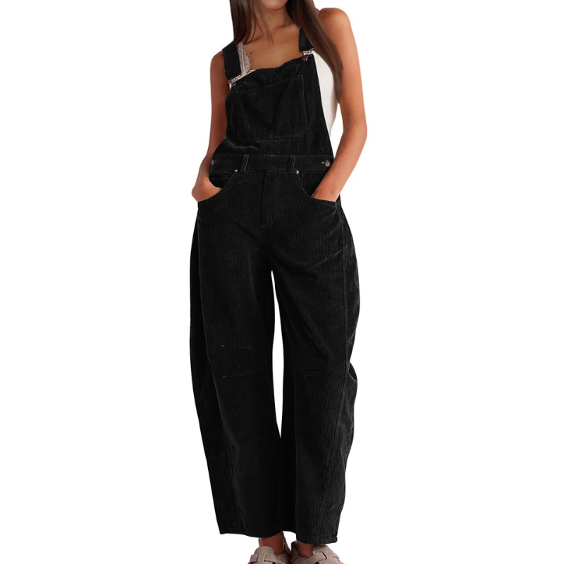 Women's Corduroy Jumpsuit With Wide Legs And A Relaxed Utility Design – A Casual Jumpsuit For Everyday Wear, Leisure, And A Laid-back Style