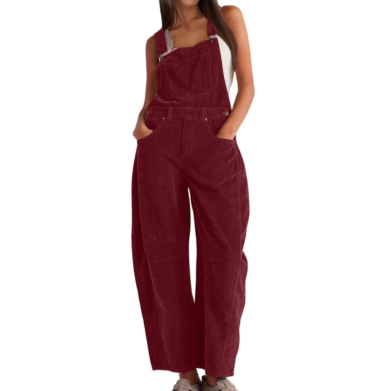 Women's Corduroy Jumpsuit With Wide Legs And A Relaxed Utility Design – A Casual Jumpsuit For Everyday Wear, Leisure, And A Laid-back Style