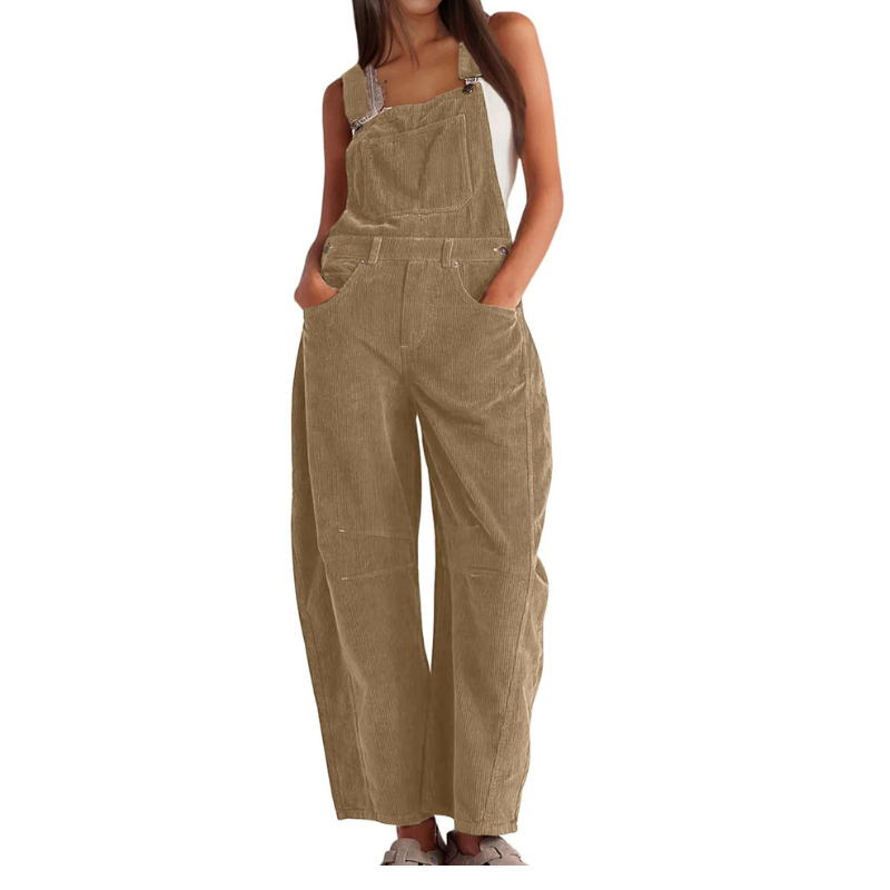 Women's Corduroy Jumpsuit With Wide Legs And A Relaxed Utility Design – A Casual Jumpsuit For Everyday Wear, Leisure, And A Laid-back Style
