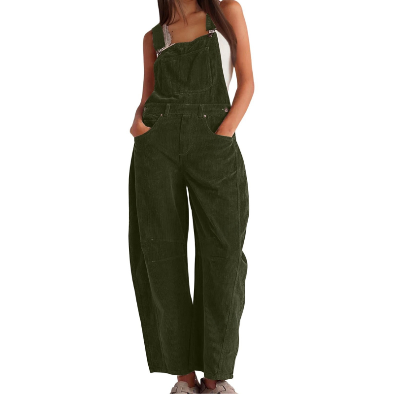 Women's Corduroy Jumpsuit With Wide Legs And A Relaxed Utility Design – A Casual Jumpsuit For Everyday Wear, Leisure, And A Laid-back Style