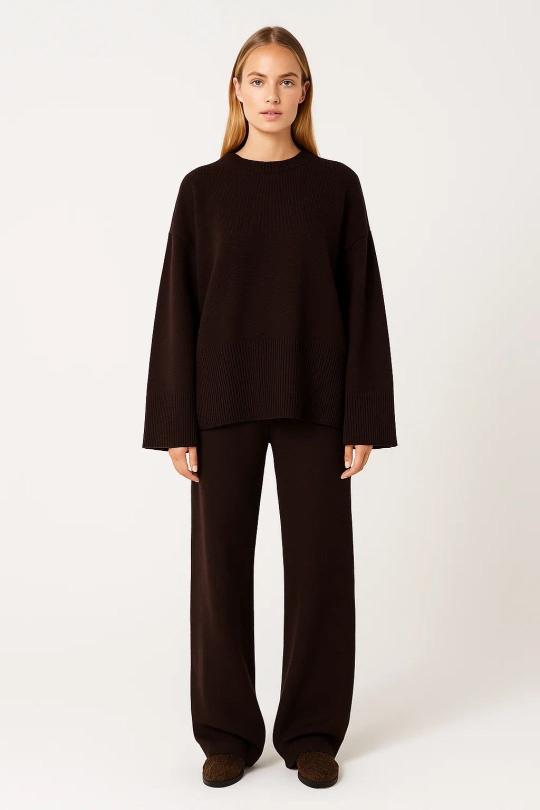 Ivana - Casual Knit Top and Wide Trousers Set