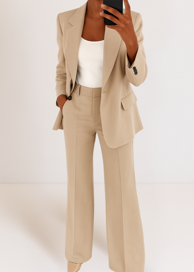 Women's Tailored Blazer And Trouser Co-ord Set - Smart Casual Lounge Outfit For Everyday Wear