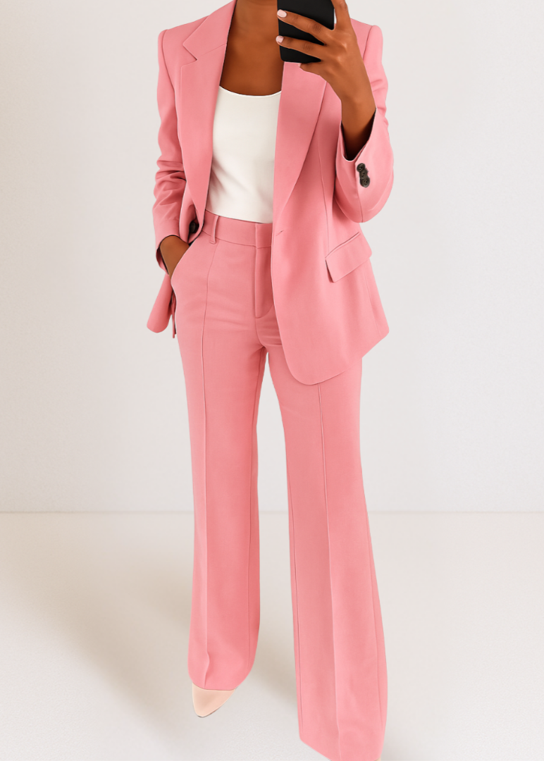 Women's Tailored Blazer And Trouser Co-ord Set - Smart Casual Lounge Outfit For Everyday Wear
