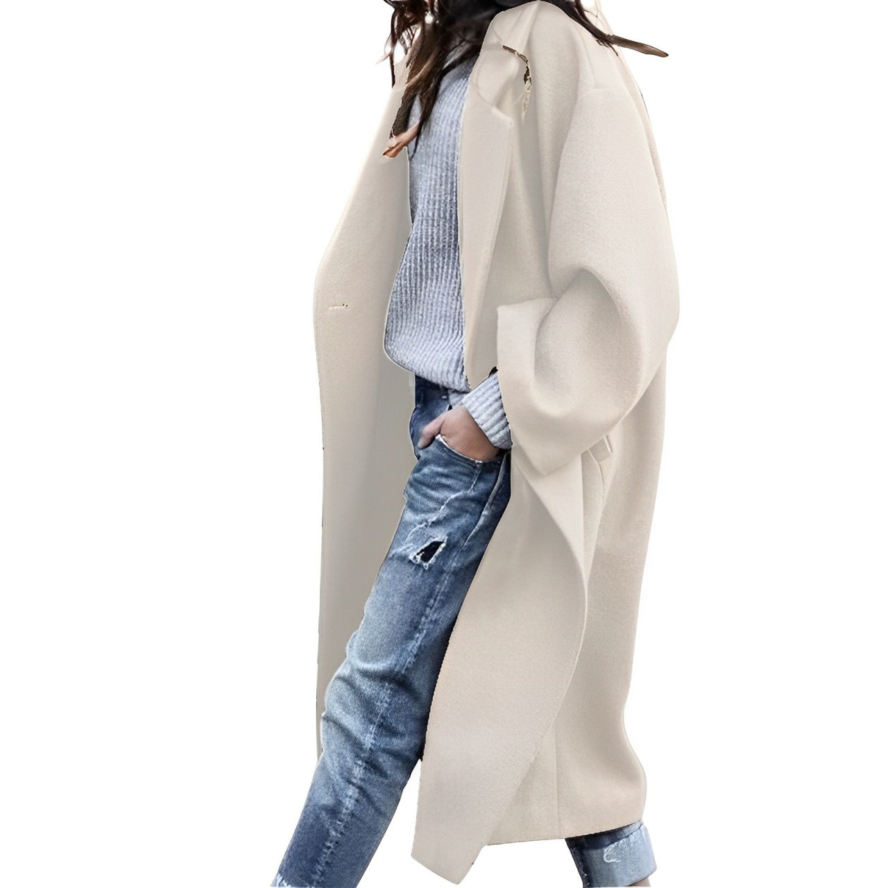 Daniela - Elegant Long Single-Breasted Women's Coat