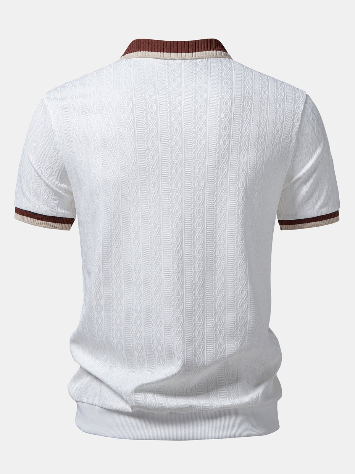 Men's Textured Knit Polo - Quarter-zip Tailored Fit For Refined Smart Casual Style
