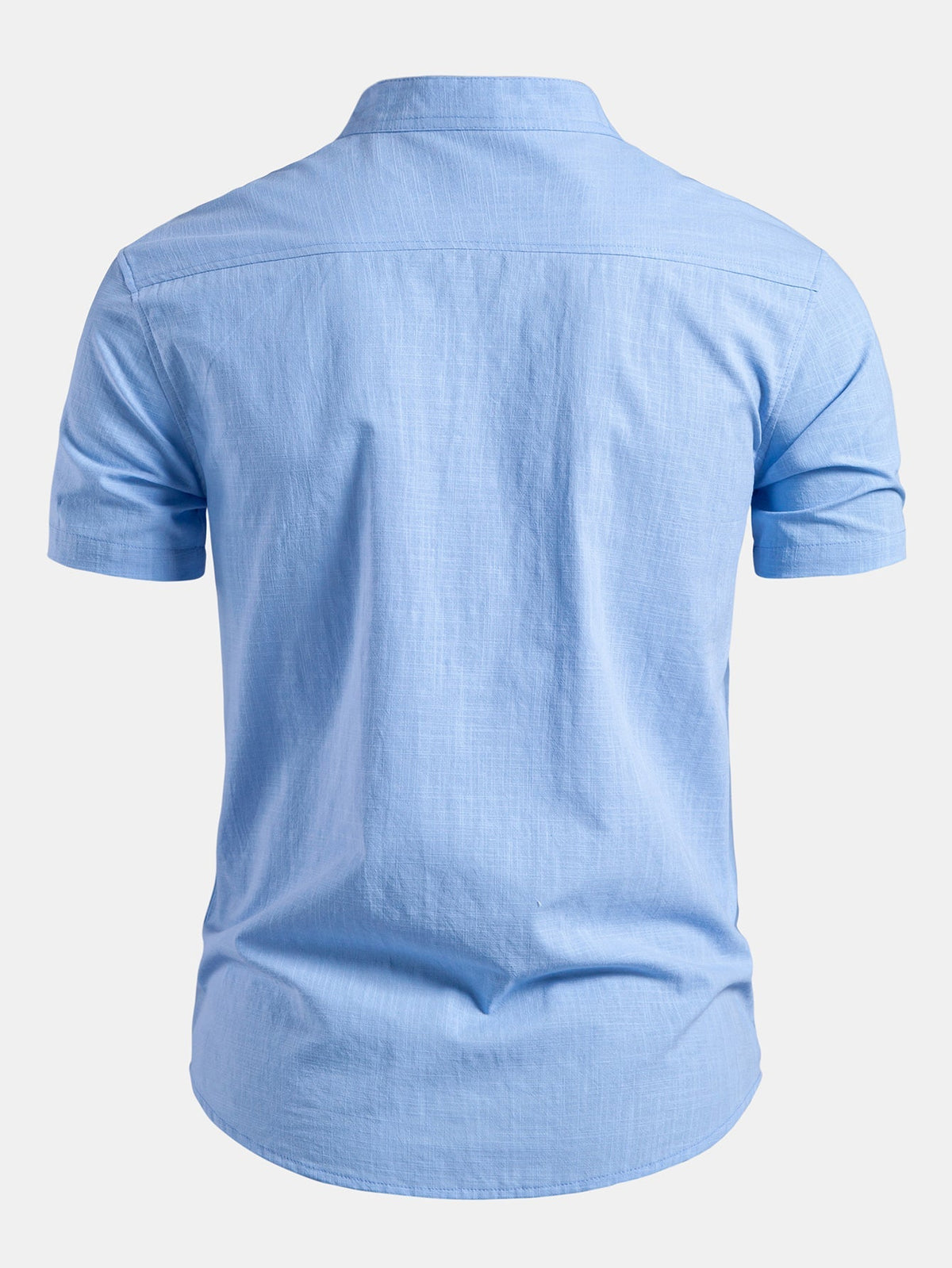 Men's Short-sleeve Shirt With A Stand-up Collar And Tailored Fit – A Minimalist Shirt For Summer, Everyday Wear, And Smart-casual Style