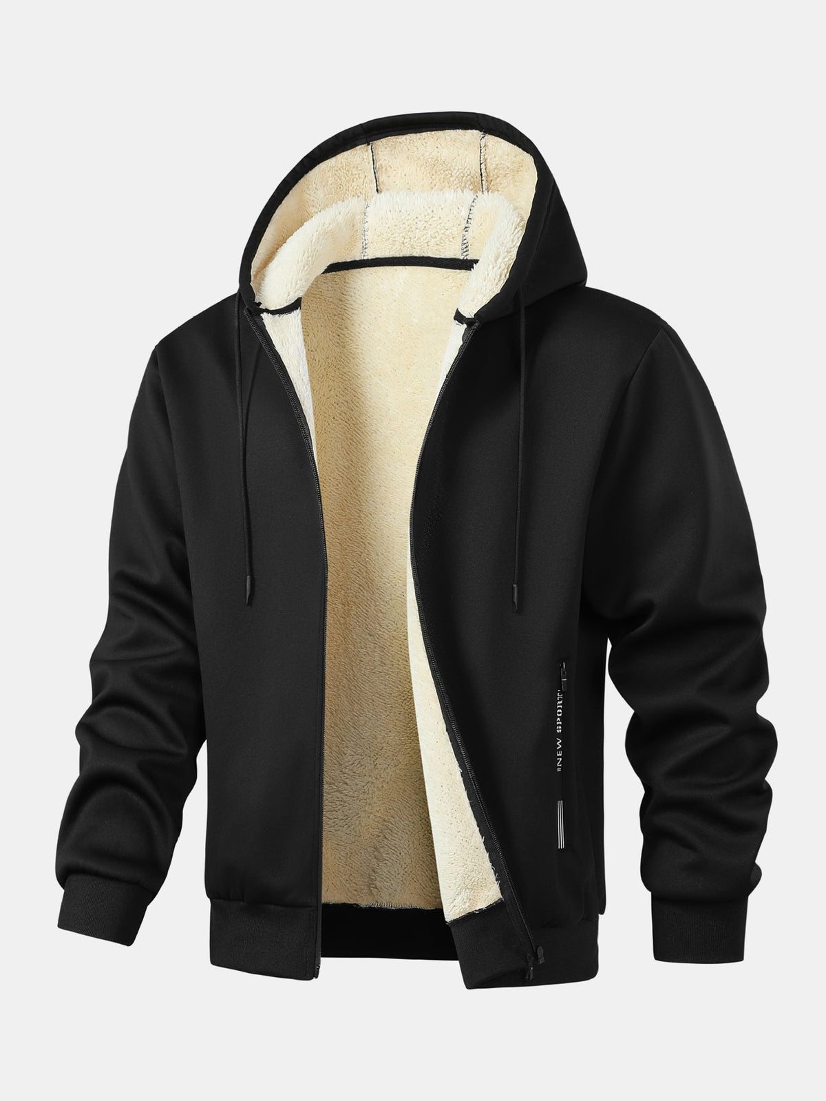 Men's Teddy-lined Tracksuit With Hood, Zip-up Jacket, And Joggers – A Warm Outfit For Winter, Travel, Everyday Wear, And Leisure