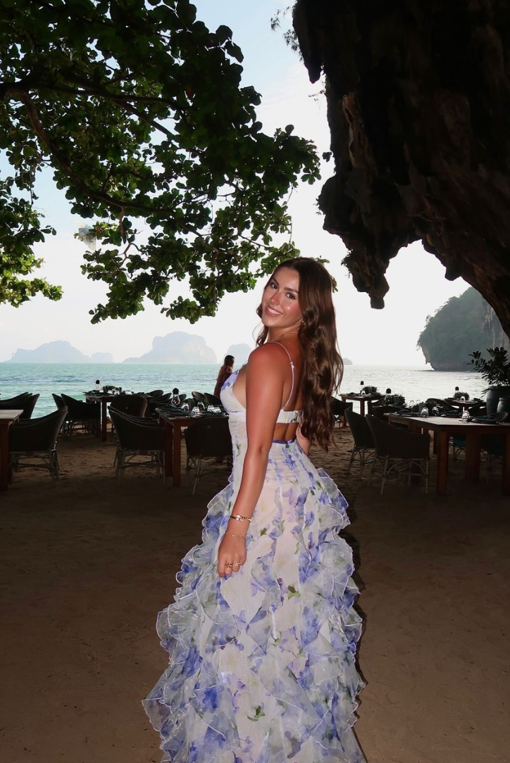 Elira | Women Elegant Summer Floral Maxi Dress with Cut-Out Detail