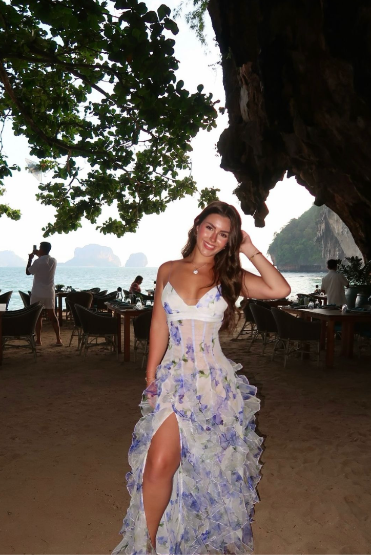 Elira | Women Elegant Summer Floral Maxi Dress with Cut-Out Detail