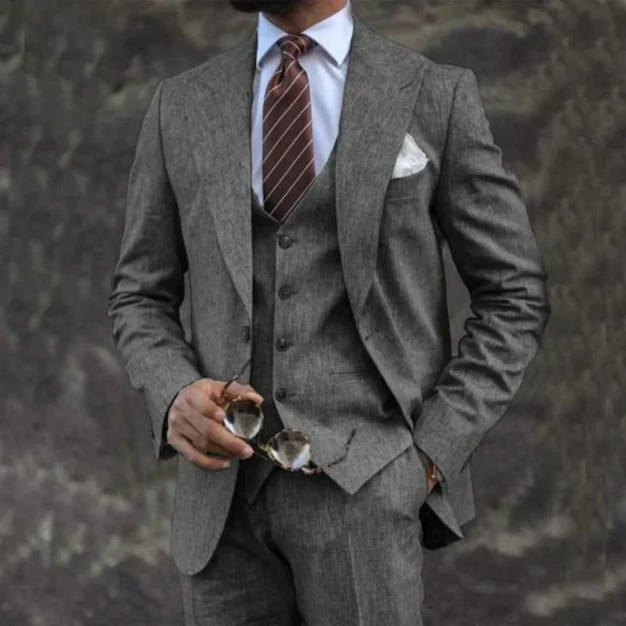 Men's 3-piece Suit With A Tailored Blazer, Vest, And Pants – An Elegant Suit Set For Weddings, Business, And Formal Occasions