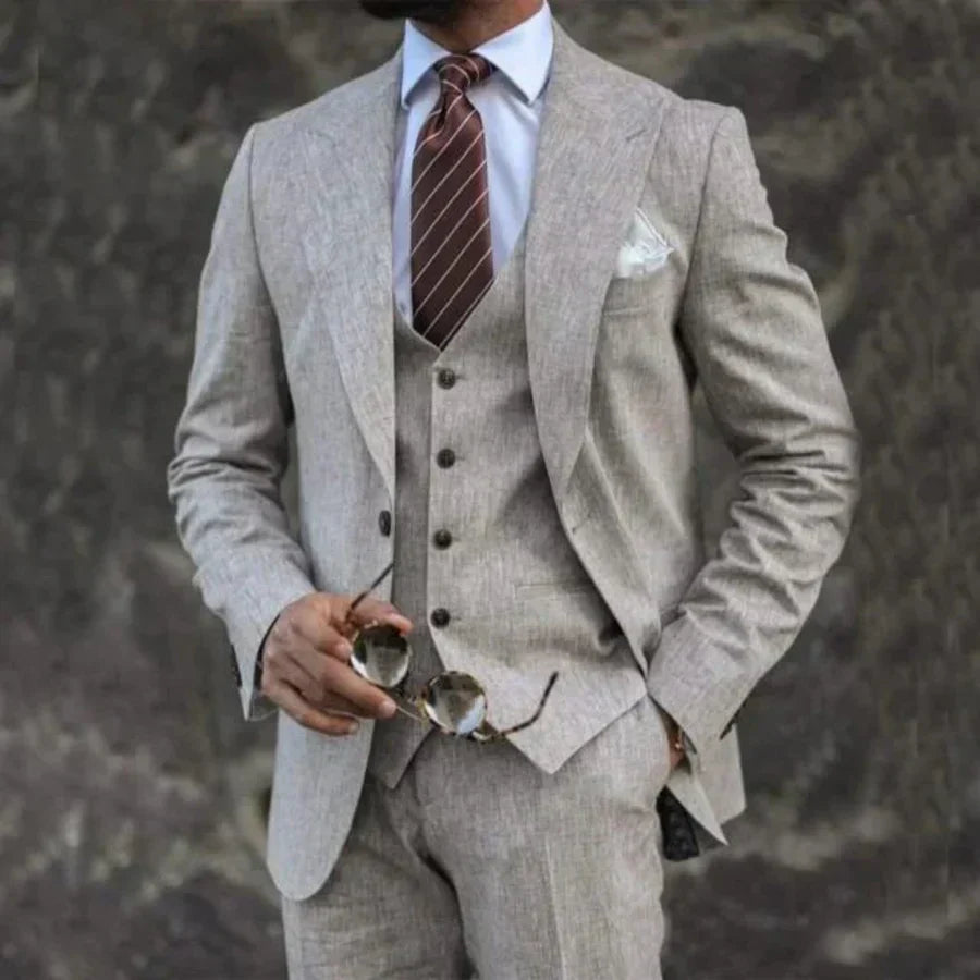 Men's 3-piece Suit With A Tailored Blazer, Vest, And Pants – An Elegant Suit Set For Weddings, Business, And Formal Occasions
