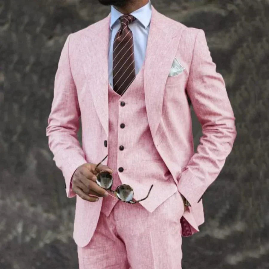 Men's 3-piece Suit With A Tailored Blazer, Vest, And Pants – An Elegant Suit Set For Weddings, Business, And Formal Occasions