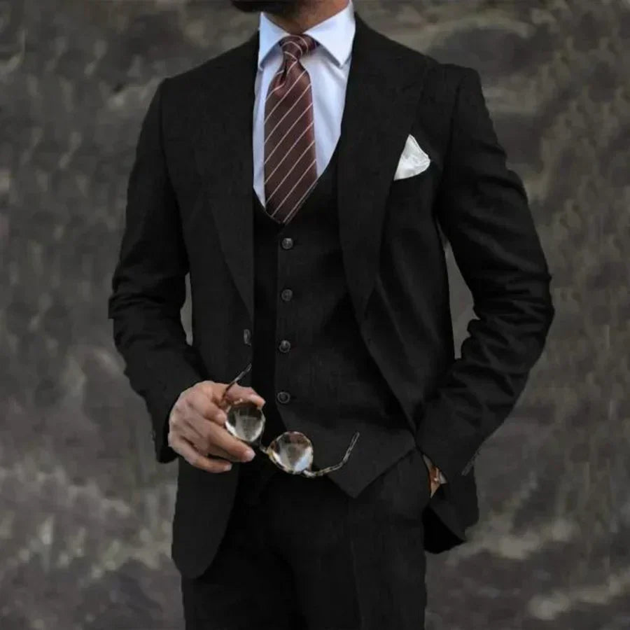 Men's 3-piece Suit With A Tailored Blazer, Vest, And Pants – An Elegant Suit Set For Weddings, Business, And Formal Occasions