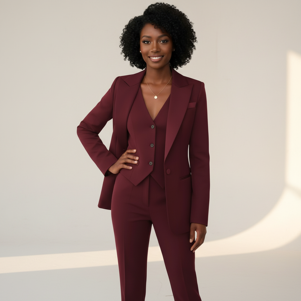 Women's Tailored Three-piece Blazer, Waistcoat And Trouser Co-ord Set - Smart Formalwear For Special Occasions