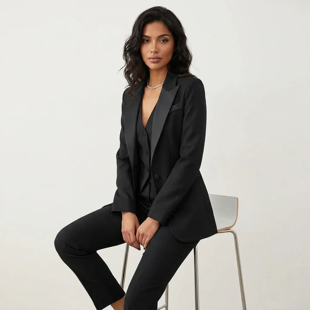 Women's Tailored Three-piece Blazer, Waistcoat And Trouser Co-ord Set - Smart Formalwear For Special Occasions