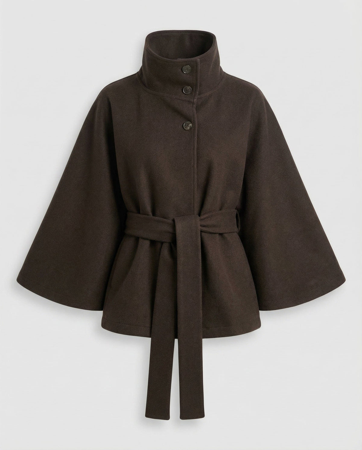 Women's Wool-blend Coat With A Belt And High Collar – Elegant Winter Outerwear For The Office, Evening Wear, And Special Occasions