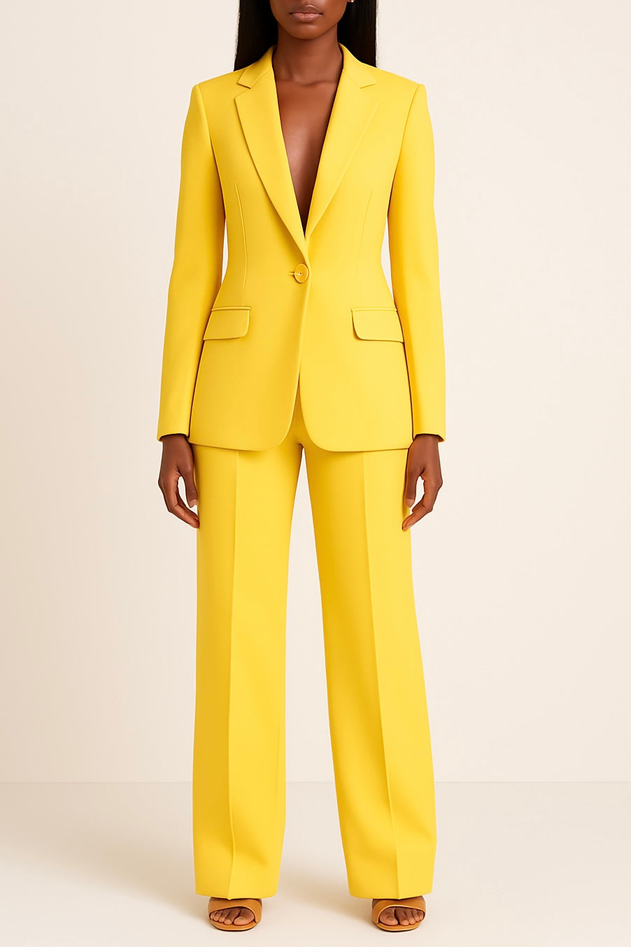 Women's Tailored Blazer And Wide-leg Pants Set – An Elegant Suit Set For The Office, Parties, And Smart-casual Style