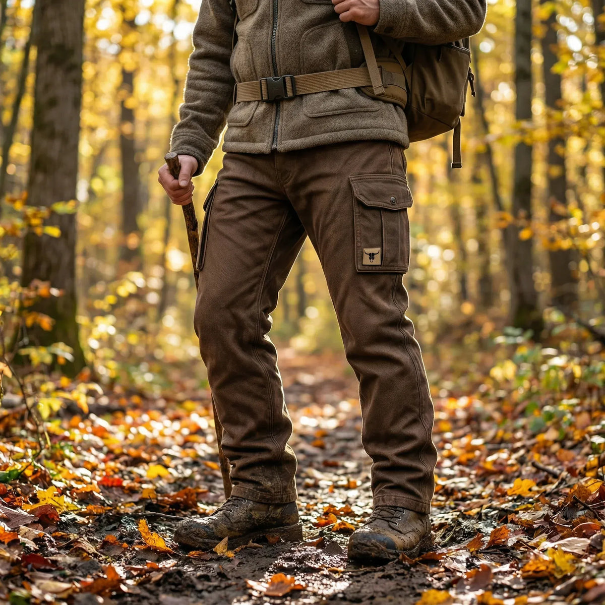 Men's Slim Fit Cargo Trousers - Utility Pocket Design For Casual Streetwear Style