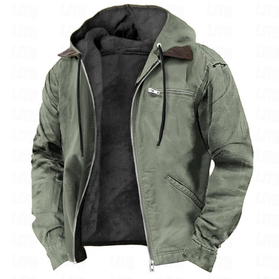 Men's Winter Jacket With A Detachable Hood And Full-length Zipper – Warm Outerwear For Fall, Winter, Everyday Wear, And Leisure