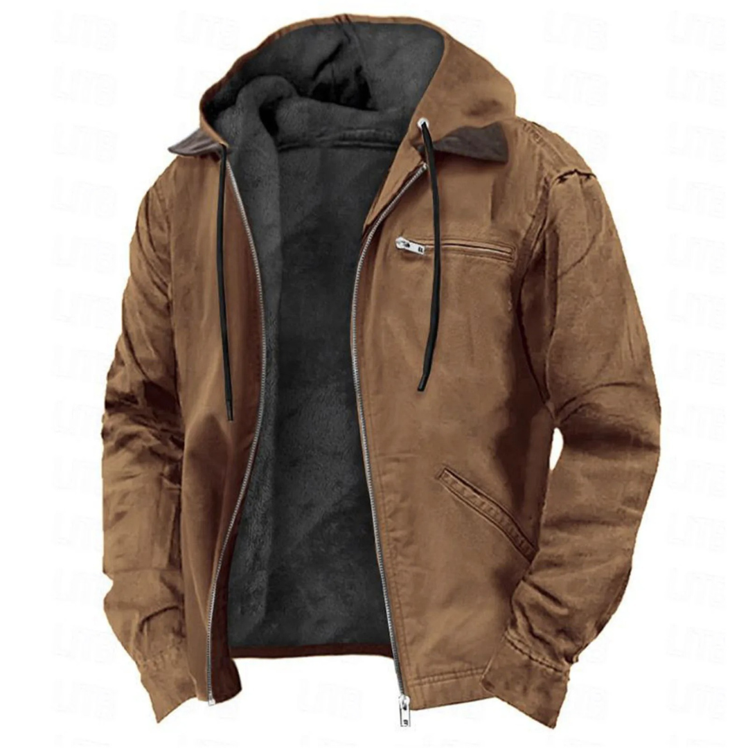 Men's Winter Jacket With A Detachable Hood And Full-length Zipper – Warm Outerwear For Fall, Winter, Everyday Wear, And Leisure