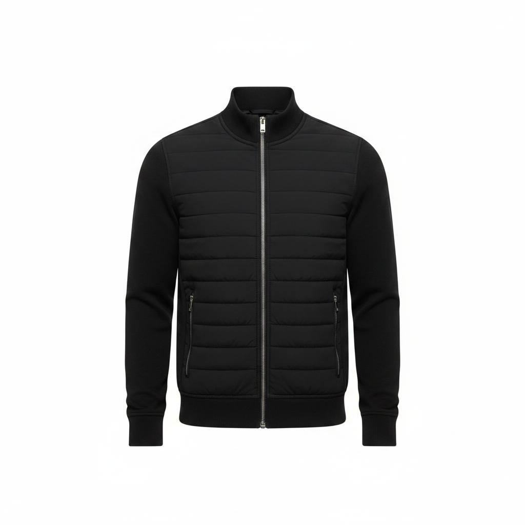 Men's Hybrid Quilted Jacket With A Windproof Design – Warm Outerwear For Fall, Winter, Everyday Wear, And Smart-casual Style
