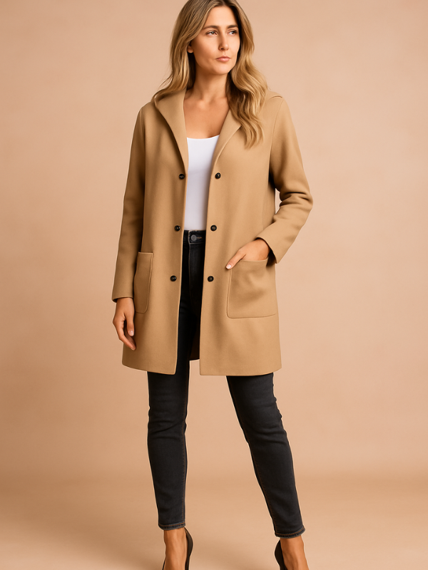 Anita - Women's Casual Trench Coat with Hood and Loose Fit