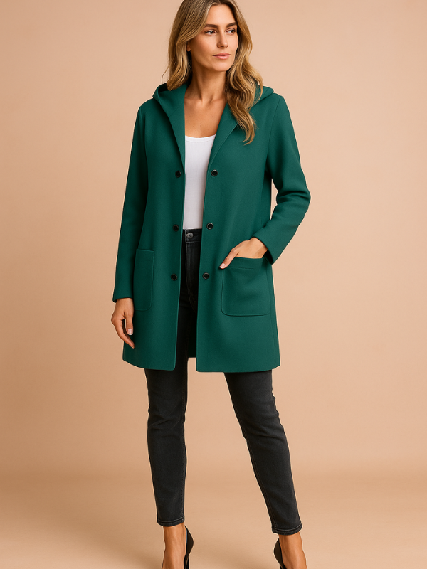 Anita - Women's Casual Trench Coat with Hood and Loose Fit