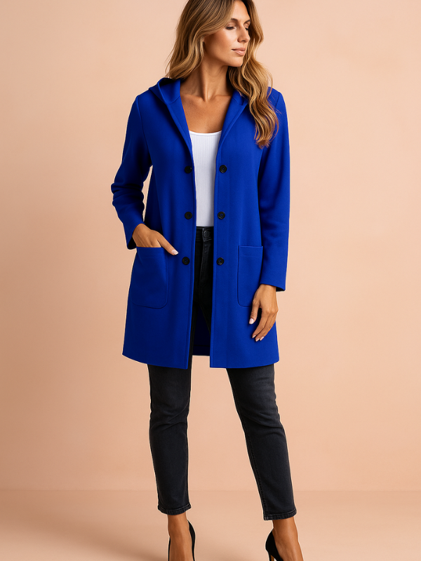 Anita - Women's Casual Trench Coat with Hood and Loose Fit