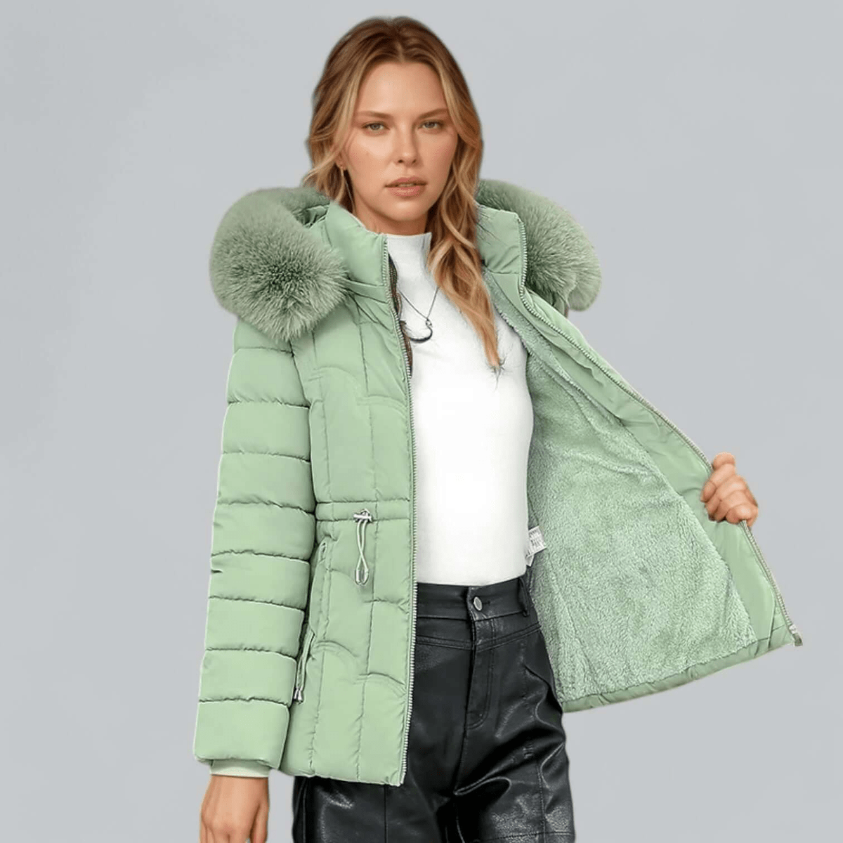 Giuliana - Women's Quilted Winter Coat with Hood