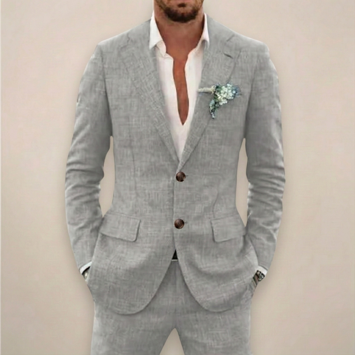 Men's Lightweight 2-piece Suit With A Single-breasted Jacket – An Elegant Summer Suit For Weddings, Parties, And Formal Occasions