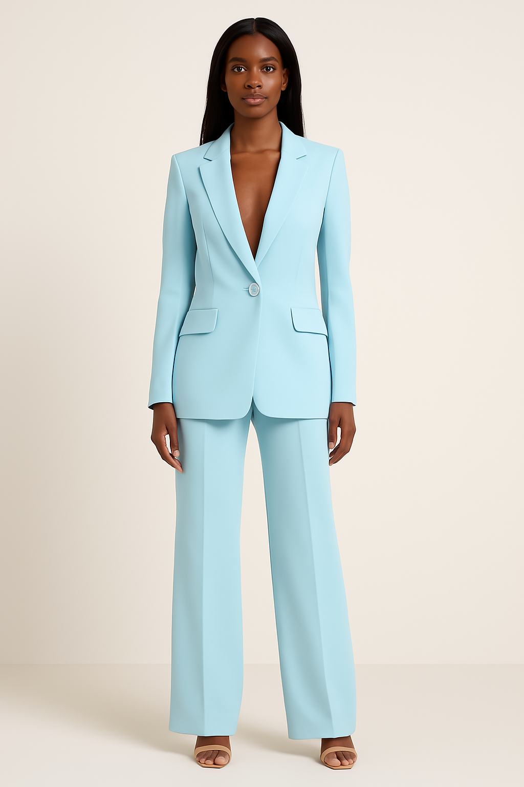 Women's Tailored Blazer And Wide-leg Pants Set – An Elegant Suit Set For The Office, Parties, And Smart-casual Style