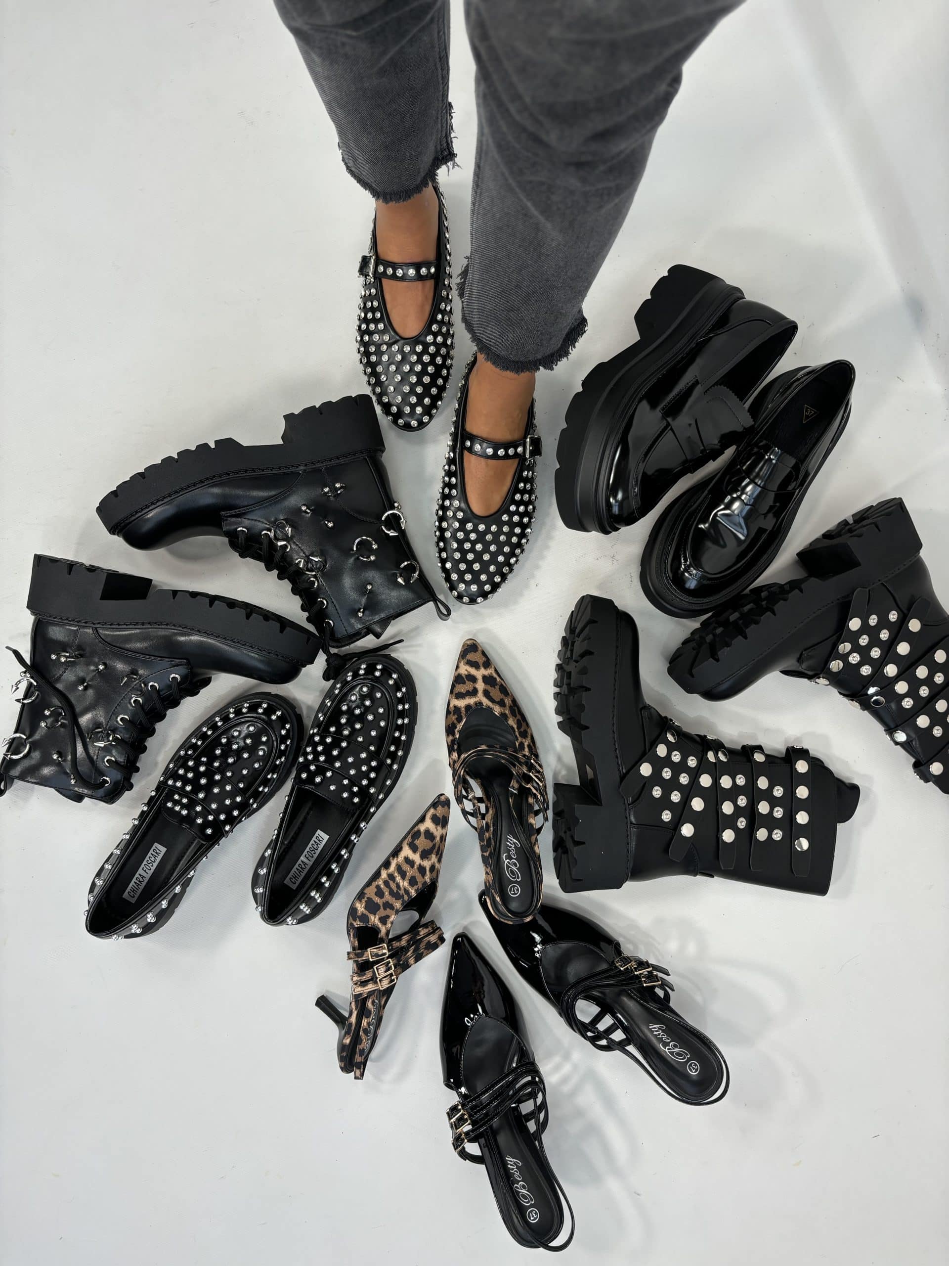 Jessica - Black Ankle Boots with Skull Detail