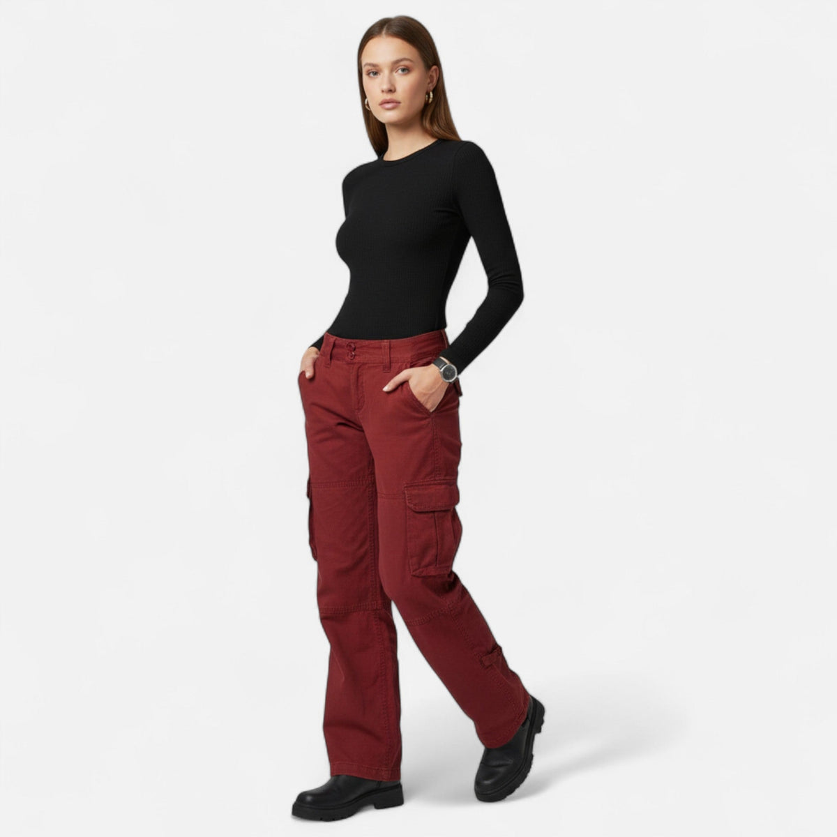Women's Wide-leg Cargo Pants - Relaxed Utility Pants For Everyday Casual Wear