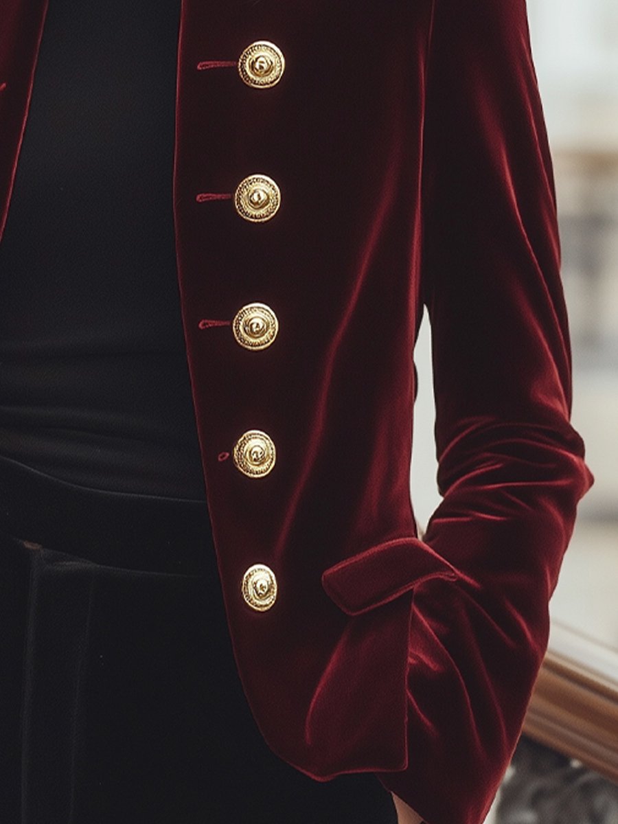 Kimberly - Chic Velvet Jacket with Gold Accents