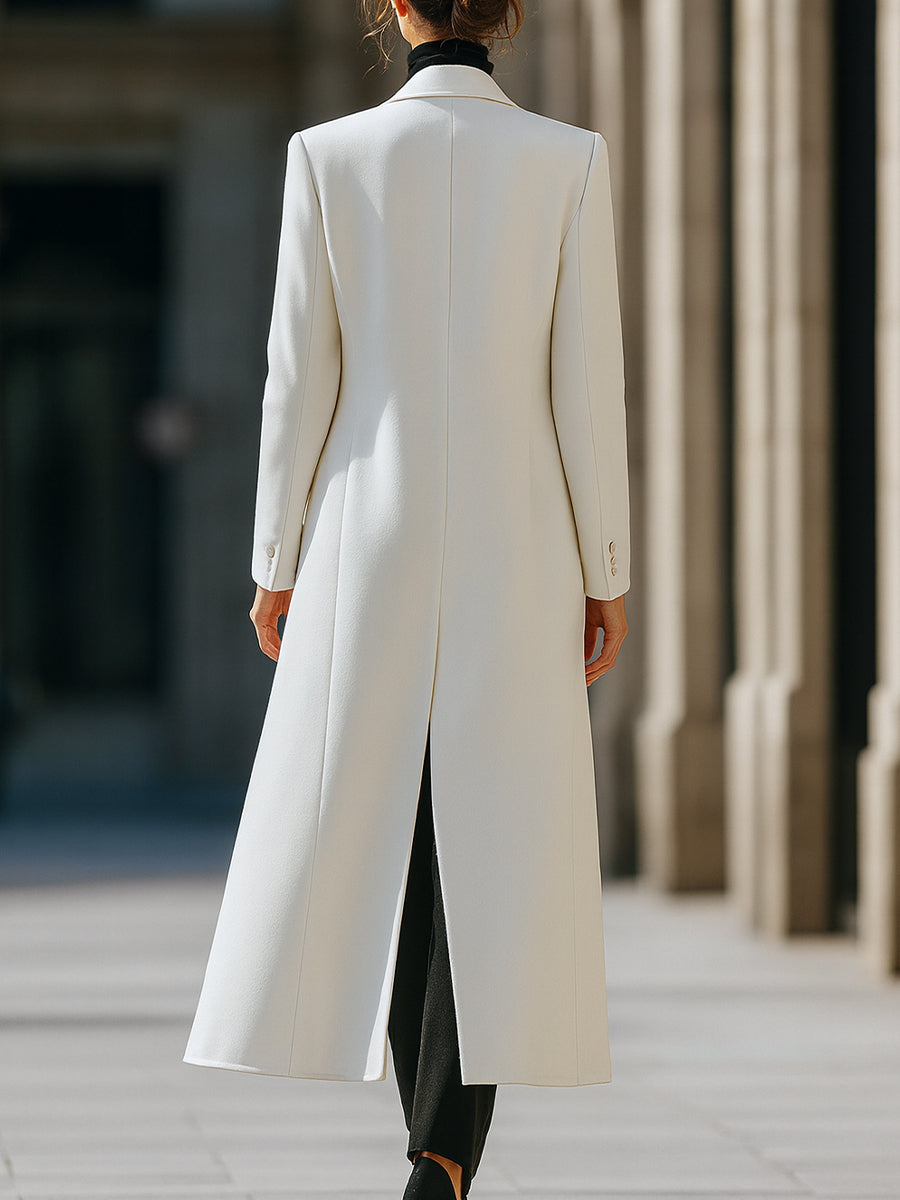 Laura - Elegant Long White Women's Coat