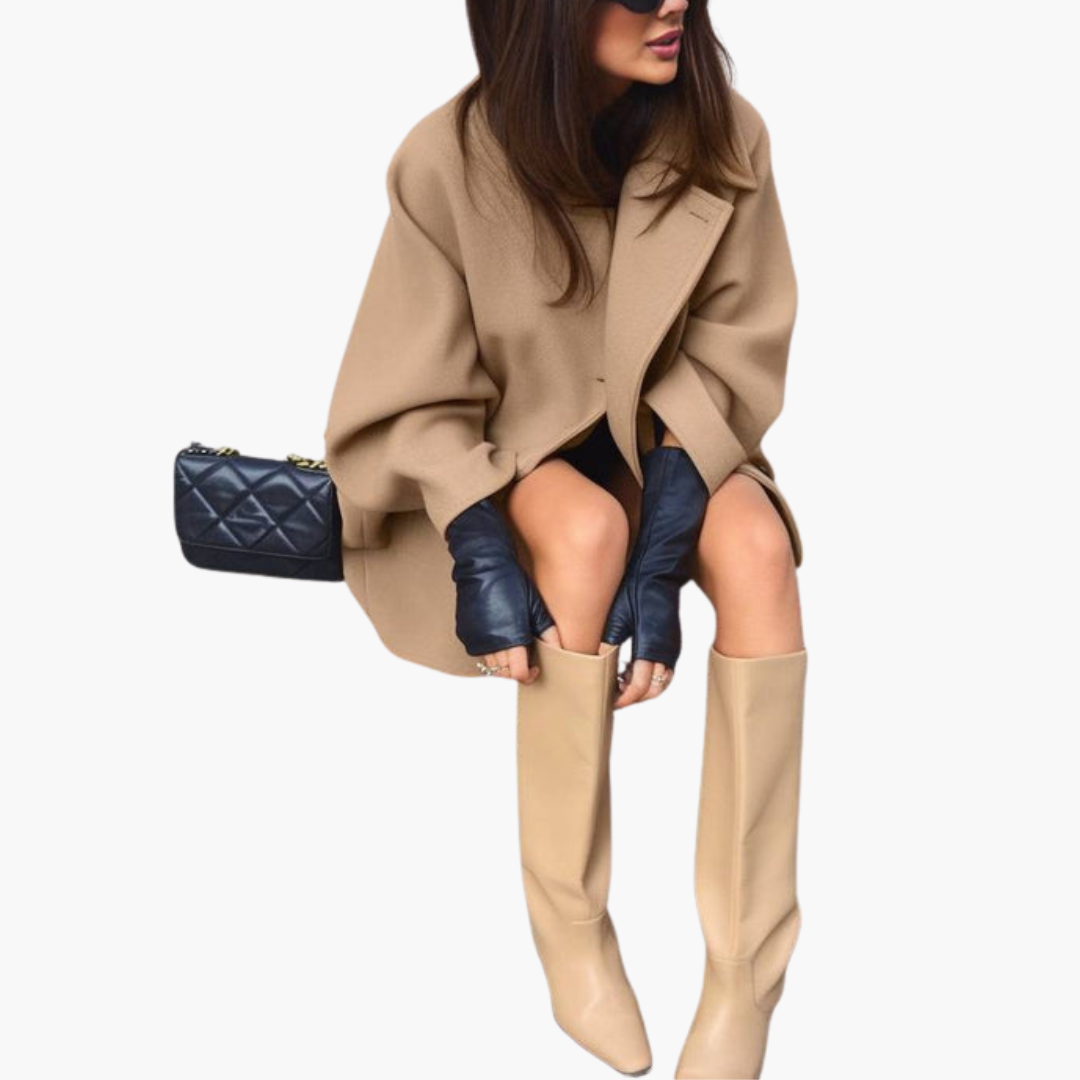 Lorenza - Women's Wool Coat with Buttons